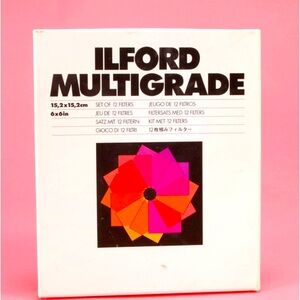 Vintage ILFORD MULTIGRADE Complete Set of 10 Filters CAT 1762640 6” x 6” Note